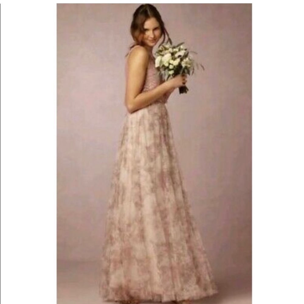 Jenny Yoo Watercolor Blush Arabella Print Skirt